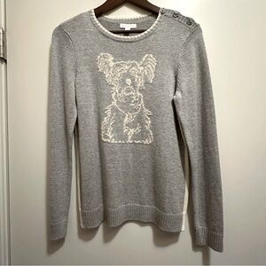 Charter Club Gray Sweater with Cream Dog Design